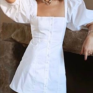 White puff sleeve Daniel Bernstein dress